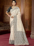 Cream Cotton Blend Saree With Blouse Piece Cream Cotton Blend Saree With Blouse Piece