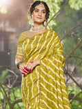Olive Linen Blend Saree With Blouse Piece Olive Linen Blend Saree With Blouse Piece