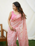 Peach Georgette Saree With Blouse Piece Peach Georgette Saree With Blouse Piece