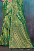 Green Banarasi Silk Saree With Blouse
