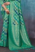 Sea Green Banarasi Silk Saree With Blouse