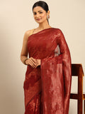 Red Cotton Saree With Blouse Piece Red Cotton Saree With Blouse Piece
