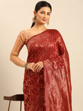 Red Cotton Saree With Blouse Piece Red Cotton Saree With Blouse Piece