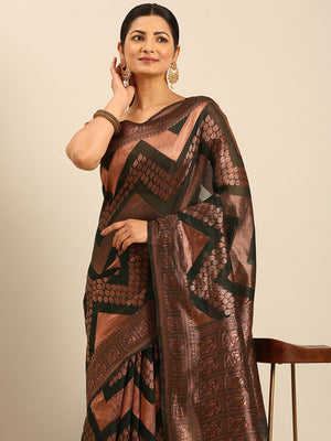 Green Cotton Saree With Blouse Piece