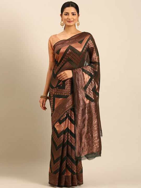 Green Cotton Saree With Blouse Piece Green Cotton Saree With Blouse Piece