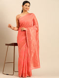 Peach Cotton Saree With Blouse Piece Peach Cotton Saree With Blouse Piece