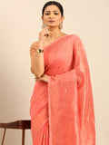 Peach Cotton Saree With Blouse Piece Peach Cotton Saree With Blouse Piece