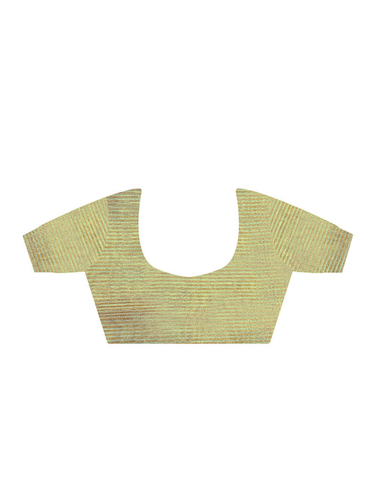 Green Printed Zari Tissue Saree With Blouse Piece Green Printed Zari Tissue Saree With Blouse Piece