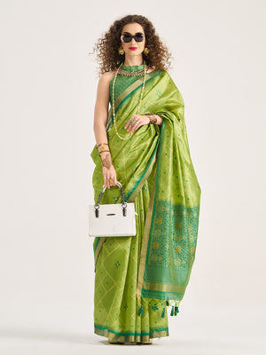 Green Art Silk Saree With Blouse Piece