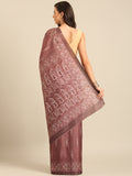 Burgundy Cotton Blend Saree With Blouse Piece Burgundy Cotton Blend Saree With Blouse Piece