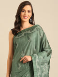 Green Cotton Blend Saree With Blouse Piece Green Cotton Blend Saree With Blouse Piece