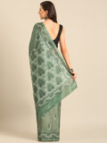 Green Cotton Blend Saree With Blouse Piece Green Cotton Blend Saree With Blouse Piece