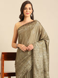 Olive Cotton Blend Saree With Blouse Piece Olive Cotton Blend Saree With Blouse Piece