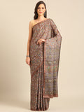 Brown Cotton Blend Saree With Blouse Piece Brown Cotton Blend Saree With Blouse Piece