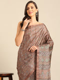 Brown Cotton Blend Saree With Blouse Piece Brown Cotton Blend Saree With Blouse Piece