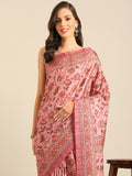 Pink Cotton Blend Saree With Blouse Piece Pink Cotton Blend Saree With Blouse Piece