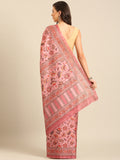 Pink Cotton Blend Saree With Blouse Piece Pink Cotton Blend Saree With Blouse Piece