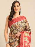 Olive Cotton Blend Saree With Blouse Piece Olive Cotton Blend Saree With Blouse Piece