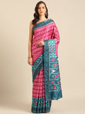 Magenta Cotton Blend Saree With Blouse Piece Magenta Cotton Blend Saree With Blouse Piece
