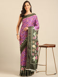 Purple Cotton Blend Saree With Blouse Piece Purple Cotton Blend Saree With Blouse Piece