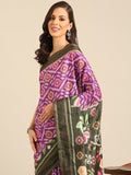 Purple Cotton Blend Saree With Blouse Piece Purple Cotton Blend Saree With Blouse Piece