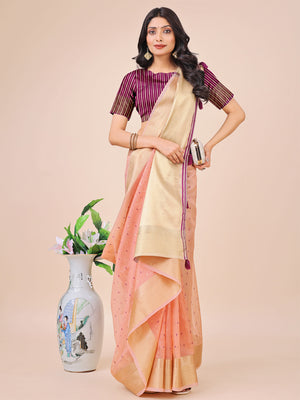 Light Pink Organza Saree With Blouse Piece
