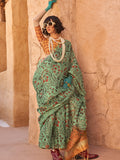 Green Printed Zari Tissue Saree With Blouse Piece Green Printed Zari Tissue Saree With Blouse Piece
