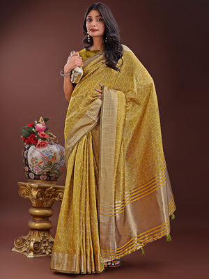 Mustrad Organza Saree With Blouse Piece