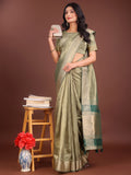 Light Green Organza Saree With Blouse Piece Light Green Organza Saree With Blouse Piece