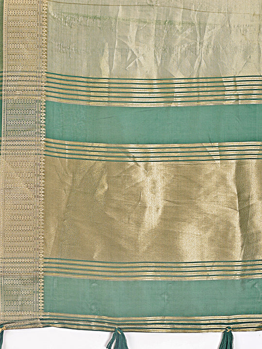Light Green Organza Saree With Blouse Piece Light Green Organza Saree With Blouse Piece
