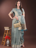 Light Blue Organza Saree With Blouse Piece Light Blue Organza Saree With Blouse Piece