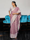 Purple Linen Saree With Blouse Piece Purple Linen Saree With Blouse Piece