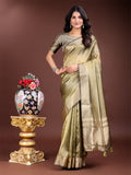 Mehndi Green Organza Saree With Blouse Piece Mehndi Green Organza Saree With Blouse Piece