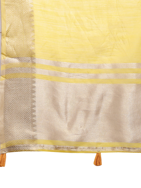 Yellow Cotton Saree With Blouse Piece Yellow Cotton Saree With Blouse Piece