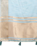 Sky Blue Cotton Saree With Blouse Piece Sky Blue Cotton Saree With Blouse Piece