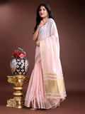 Light Pink Cotton Saree With Blouse Piece Light Pink Cotton Saree With Blouse Piece