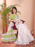 White Linen Cotton Saree With Blouse Piece White Linen Cotton Saree With Blouse Piece