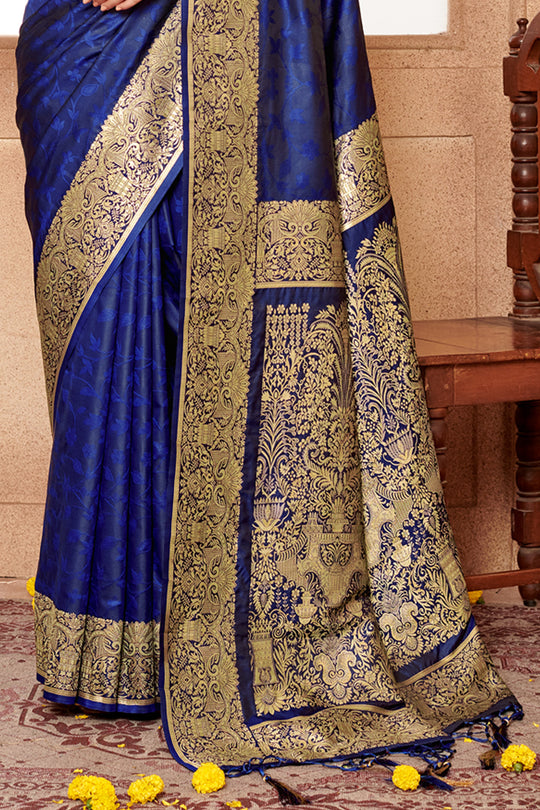Royal Blue Banarasi Silk Saree With Blouse Royal Blue Banarasi Silk Saree With Blouse