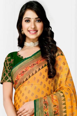Marigold Yellow Brasso Saree
