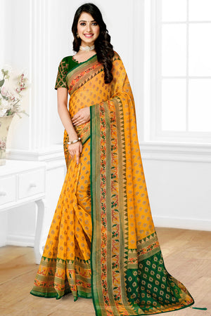 Marigold Yellow Brasso Saree