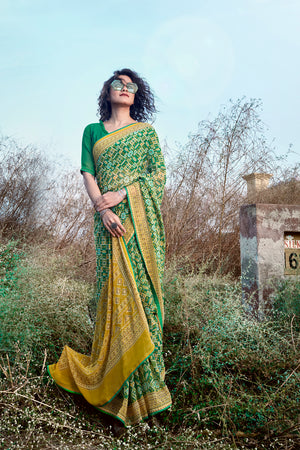 Emerald Green Georgette Saree