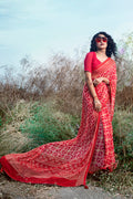 Scarlet Red Georgette Saree Scarlet Red Georgette Saree