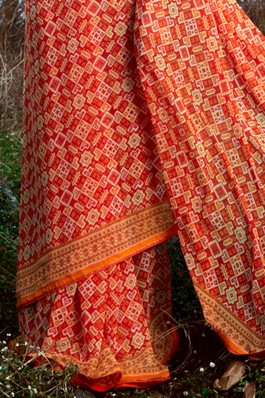 Sunset Orange Georgette Saree Sunset Orange Georgette Saree