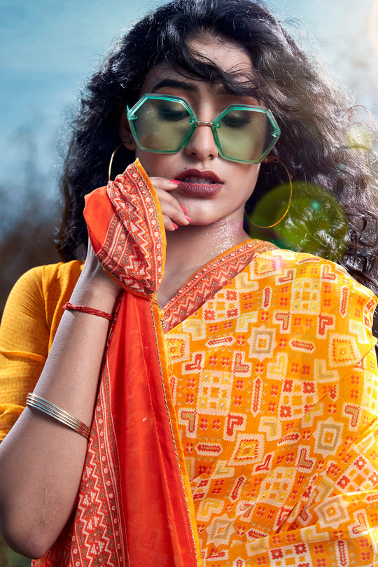 Sunny Orange Georgette Saree Sunny Orange Georgette Saree