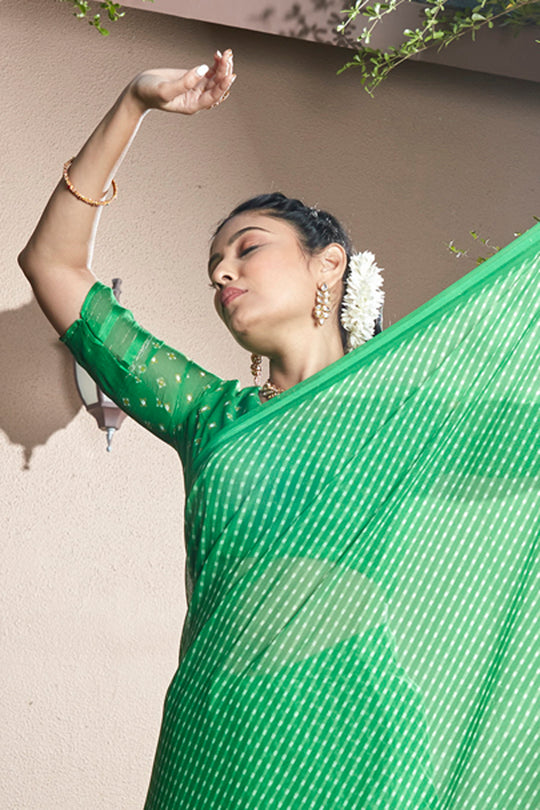 Fern Green Chiffon Saree Fern Green Chiffon Saree