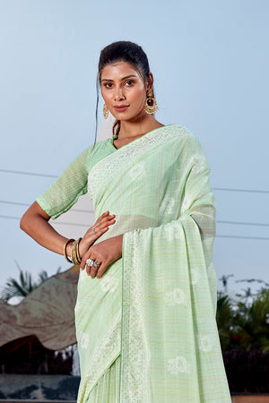 Mint Green Georgette Saree