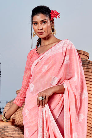 Rose Peach Georgette Saree