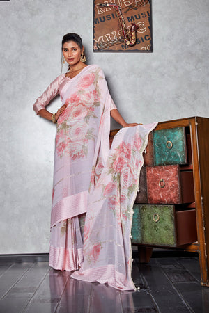 Pastel Pink Georgette Saree