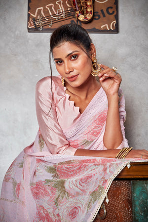 Pastel Pink Georgette Saree