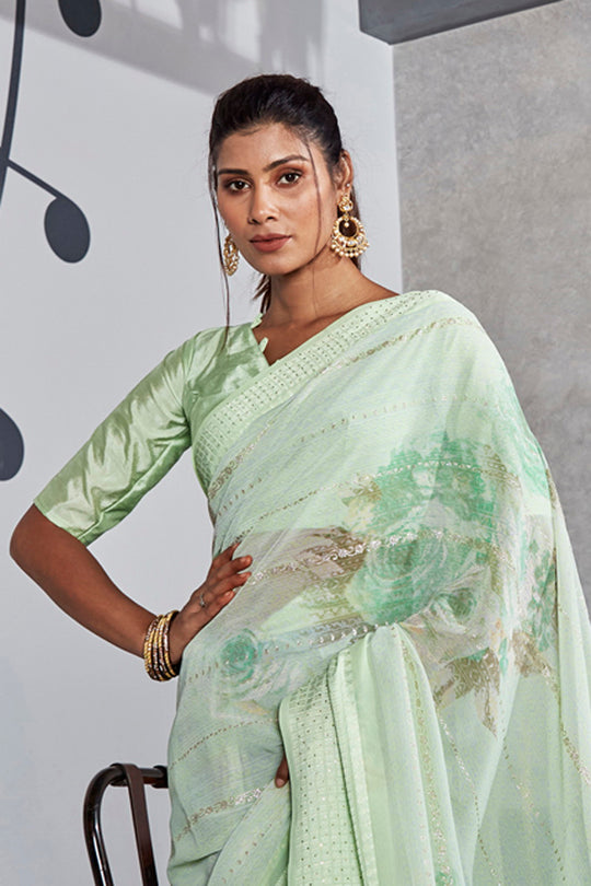 Mint Green Georgette Saree Mint Green Georgette Saree